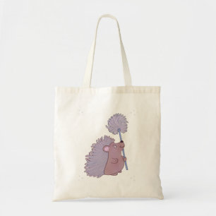 Bolsa Tote Ouriço com Dente-de-Leão Fofa Arte Popular da Na