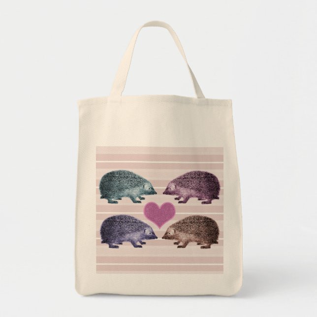 Bolsa Tote Ouriços no amor - quatro ouriços adoráveis (Frente)
