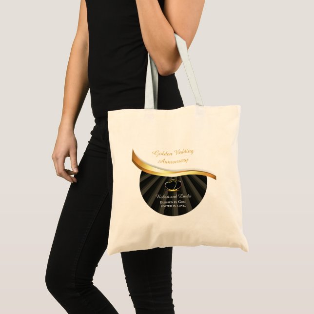 Bolsa Tote Ouro 50º Aniversário Religioso de Casamento (Frente (produto))