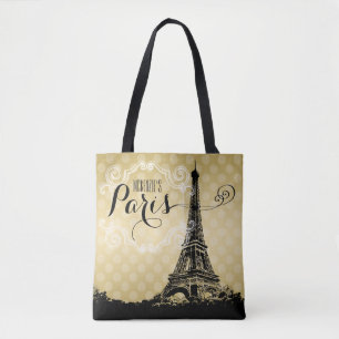 Bolsa Tote Ouro à moda do falso da torre Eiffel de Paris