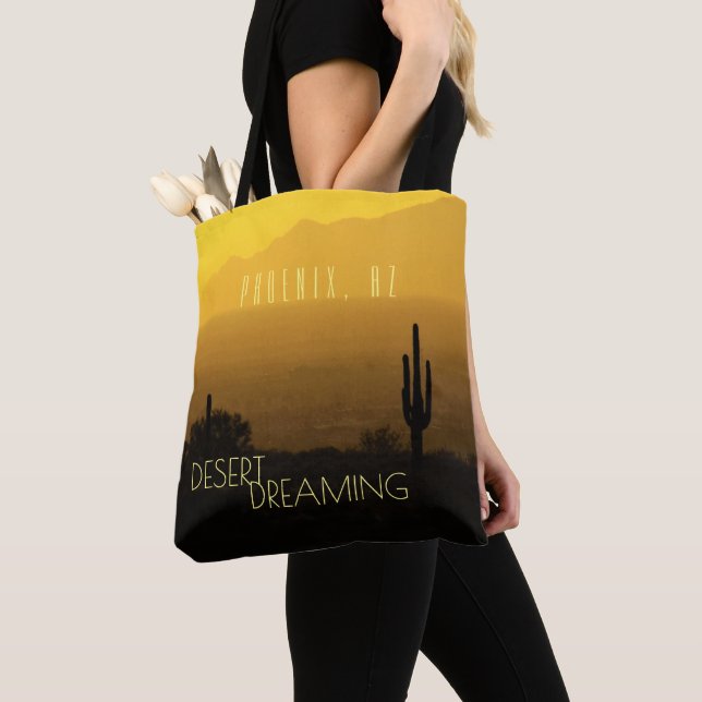 Bolsa Tote Ouro Amber Sunset Cactus Arizona Desert Sonhando (Close Up)