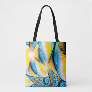 Bolsa Tote ouro artístico abstrato e luz azul moderna