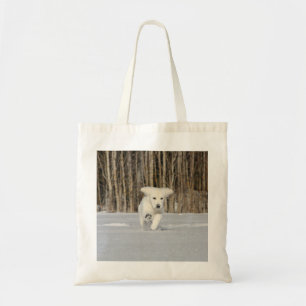 Bolsa Tote Ouro branco - Retriever Puppy na neve