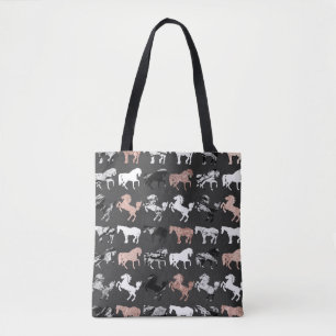 Bolsa Tote Ouro cor-de-rosa e cavalos modernos de mármore