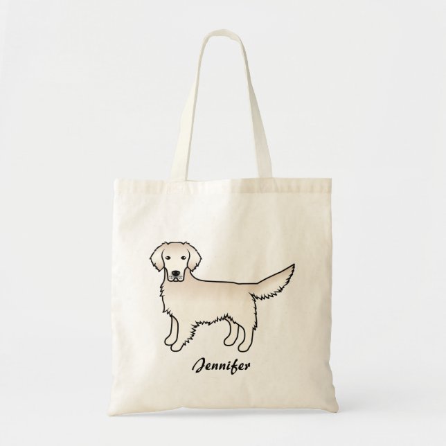 Bolsa Tote Ouro de Creme Inglês - Retriever Cartoon Dog & Nam (Frente)