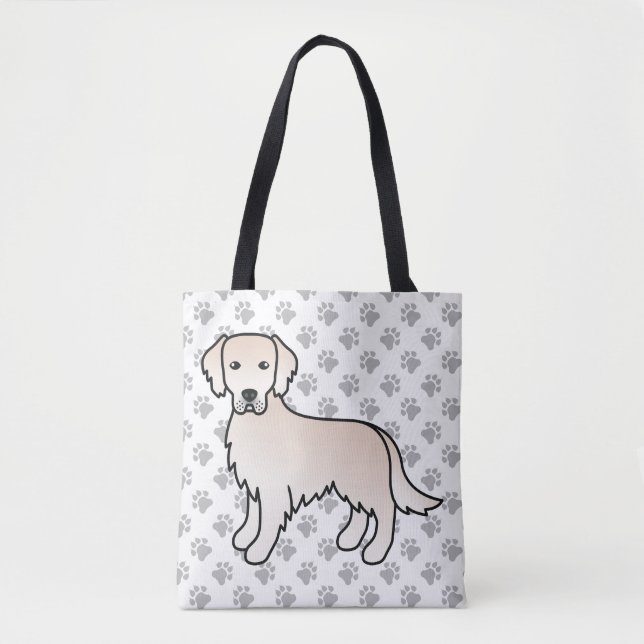 Bolsa Tote Ouro de Creme Inglês - Retriever Cartoon Dog & Paw (Frente)