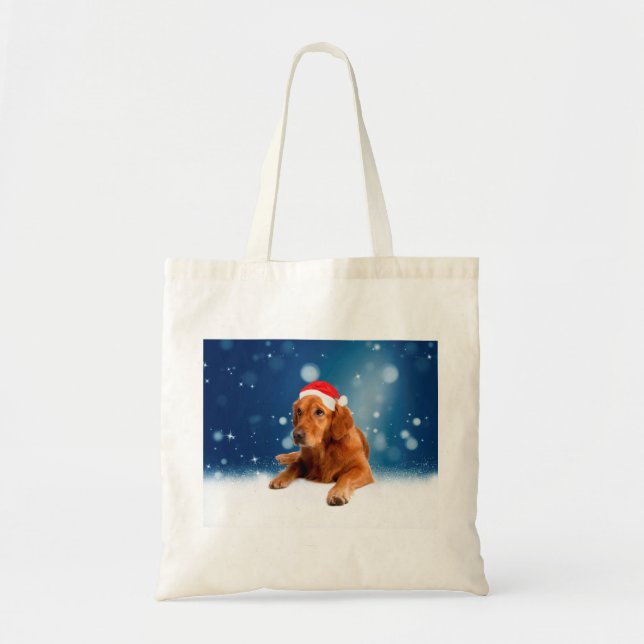 Bolsa Tote Ouro de Natal Gelado Cachorro Cachorro Nata (Frente)