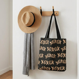 Bolsa Tote ouro de padrão xoxo moderno legal