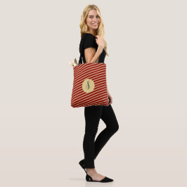 Bolsa Tote Ouro de Vintage Monogramas em vermelho