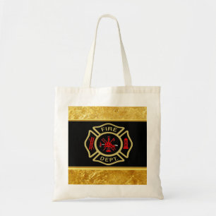 Bolsa Tote Ouro do logotipo do departamento dos bombeiros e