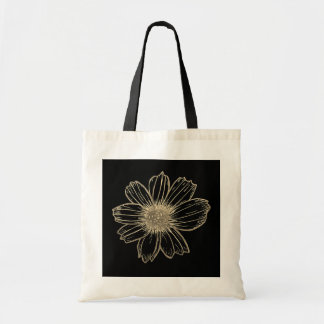 Bolsa Tote Ouro Floral design preto e branco
