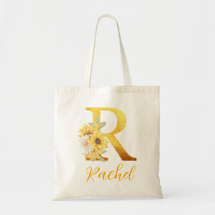 Bolsa Tote Ouro Floral R Monograma Wedding Favor