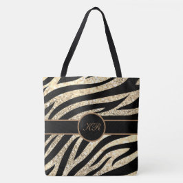 Bolsa Tote Ouro Glitter Sparkle Girly de Tigre Monograma