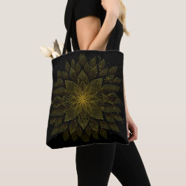 Bolsa Tote Ouro Glitter Sun Mandala
