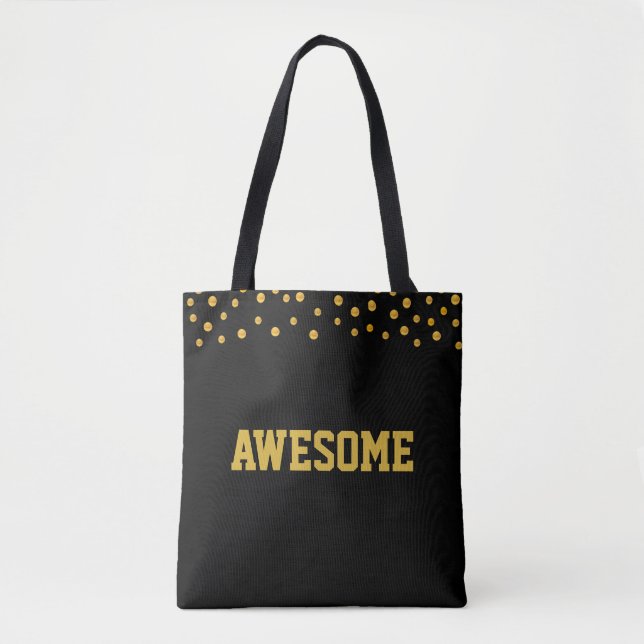 Bolsa Tote Ouro incrível Confetti em preto (Frente)