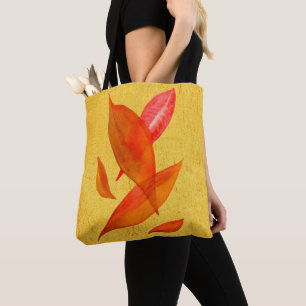 Bolsa Tote Ouro Laranja outono Folha da arte moderna