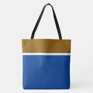 Bolsa Tote Ouro Moderno, Banhas Brancas Marrons Em Azul Profu