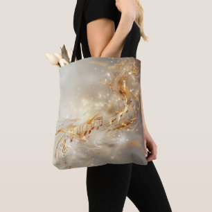 Bolsa Tote Ouro Musical Notes Digital Art