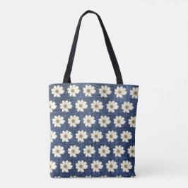 Bolsa Tote Ouro Padrão Floral design Teal