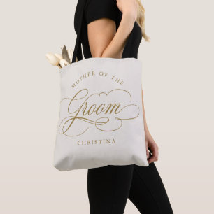 Bolsa Tote Ouro para caligrafia moderna Mãe da Noiva