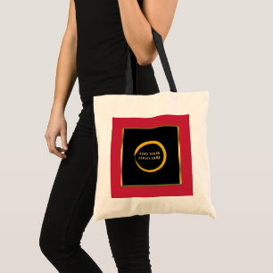 Bolsa Tote ouro preto logotipo vermelho profissional promocio