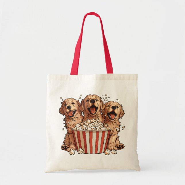 Bolsa Tote Ouro Retriever Cães Filme Popcorn Balde (Frente)