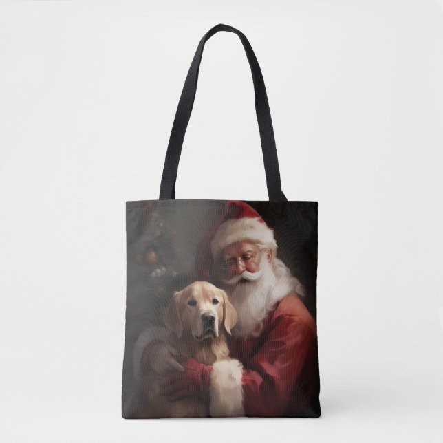 Bolsa Tote Ouro Retriever com Natal Clause (Frente)