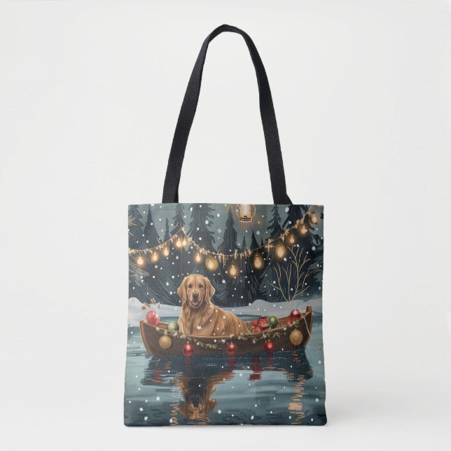 Bolsa Tote Ouro Retriever Natal Festivo (Frente)