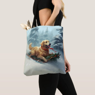 Bolsa Tote Ouro Retriever Natal Inverno