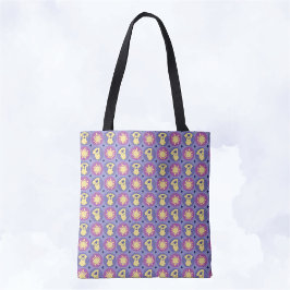 Bolsa Tote Ouro Retriever Whimsical Sun Bolinhas Roxo