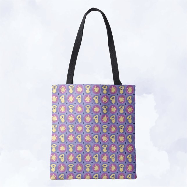 Bolsa Tote Ouro Retriever Whimsical Sun Bolinhas Roxo (Criador carregado)