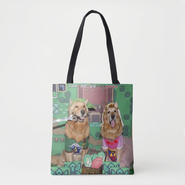 Bolsa Tote Ouro Retriever Zelda e Link (Frente)