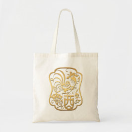 Bolsa Tote Ouro Rooster Ano 2017 Saco branco de tota