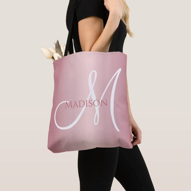 Bolsa Tote Ouro Rosa Monograma Personalizado  (Close Up)