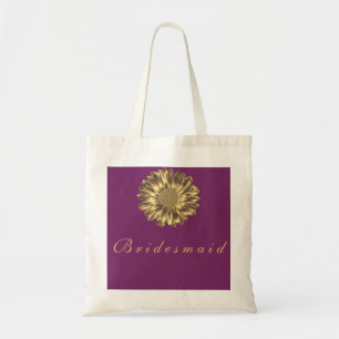 Bolsa Tote Ouro Roxo Nome Personalizado Girassol Monograma