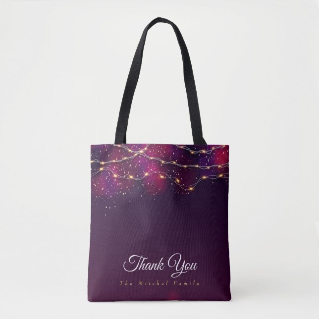 Bolsa Tote Ouro Russo Personalizado Ouro Roxo Obrigado presen (Frente)