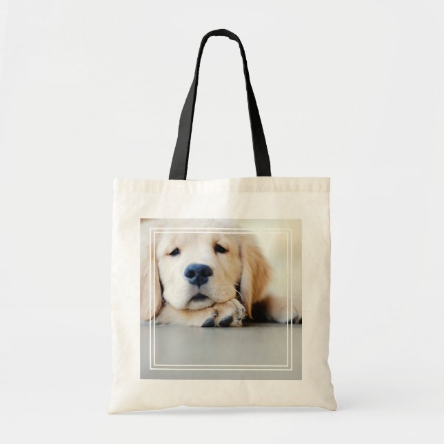 Bolsa Tote Ouro Sonolento Retriever Puppy (Frente)