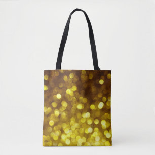 Bolsa Tote Ouro: textura festiva de Natal.