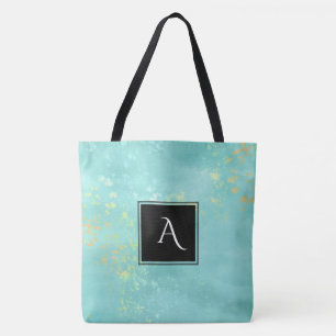 Bolsa Tote *~* Ouro Turquoise Azul Na moda Shabby
