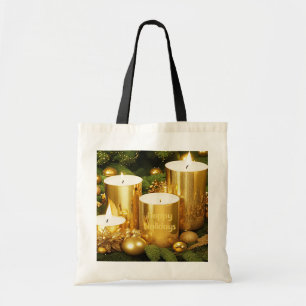 Bolsa Tote Ouro velas de Natal Banheira de Tote