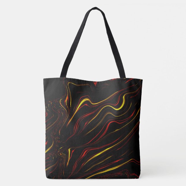 Bolsa Tote Ouro vermelho ondulado, longos traços sobre fundo  (Verso)