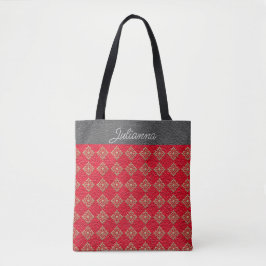 Bolsa Tote Ouros Dourados e vermelhos retinados monogramados