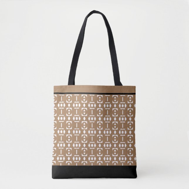 Bolsa Tote Ouros negros, beiges e brancos Elegantes (Frente)