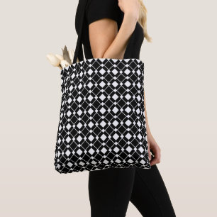 Bolsa Tote Ouros Pretos e Brancos - Padrão de Lozenge