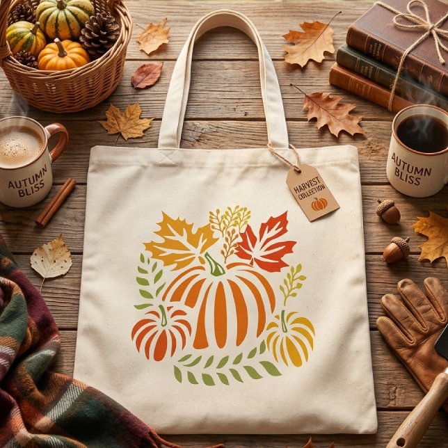 Bolsa Tote Outono Abóbora E Folhas Caindo (Criador carregado)