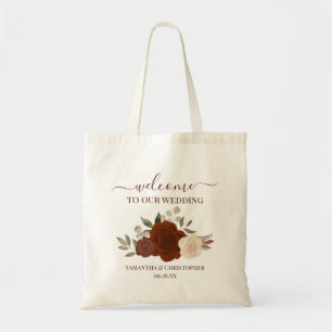 Bolsa Tote Outono Boho Rosas Elegante Bem-Vindo Casamento