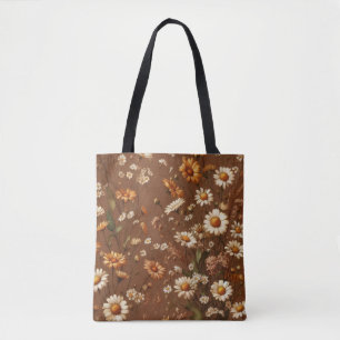 Bolsa Tote Outono Terracota Floral Boho Aquarela Floral