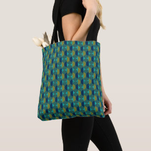 Bolsa Tote Ovalas retrorreflectoras e semicírculos turquesas