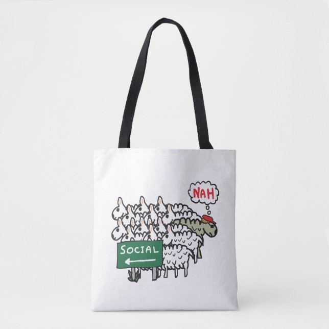 Bolsa Tote Ovelha antissocial (Frente)