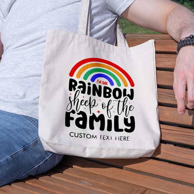 BOLSA TOTE OVELHA ARCO-ÍRIS DA FAMÍLIA  (Criador carregado)